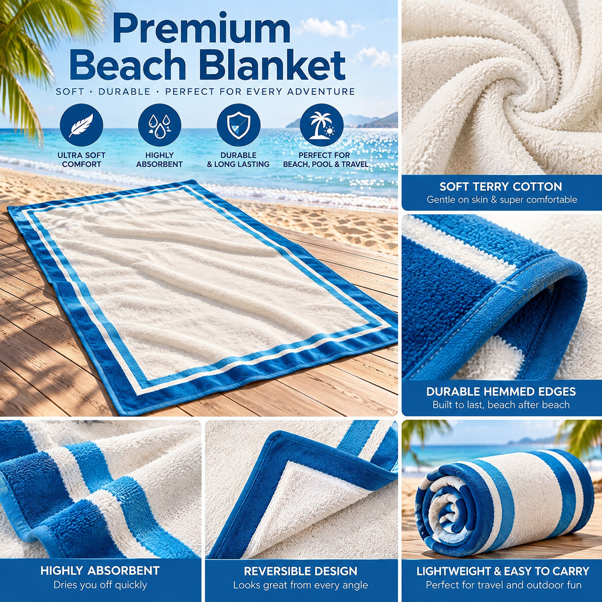 Lorvixoai Premium Beach Blanket, view 3