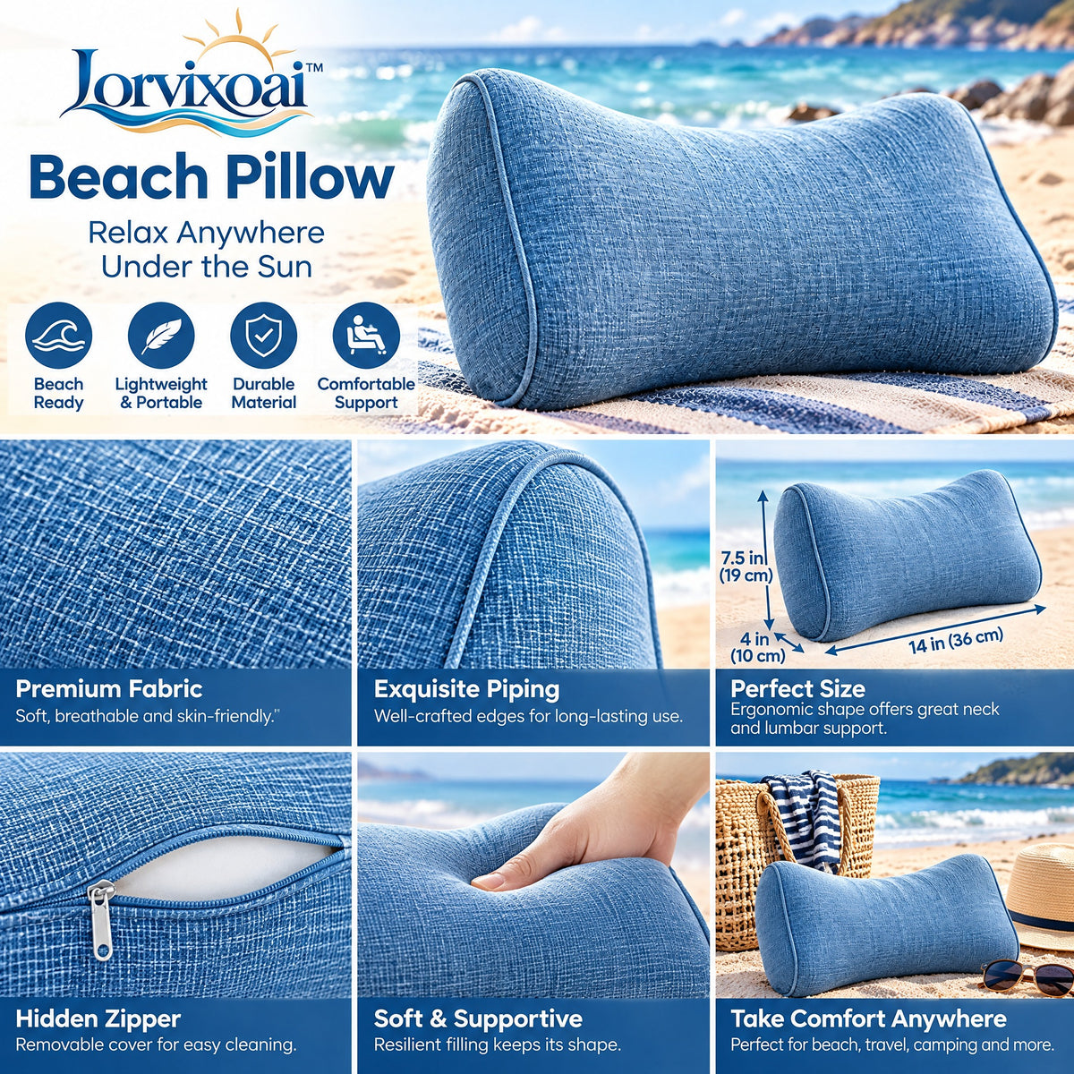 Lorvixoai Beach Pillow, view 3