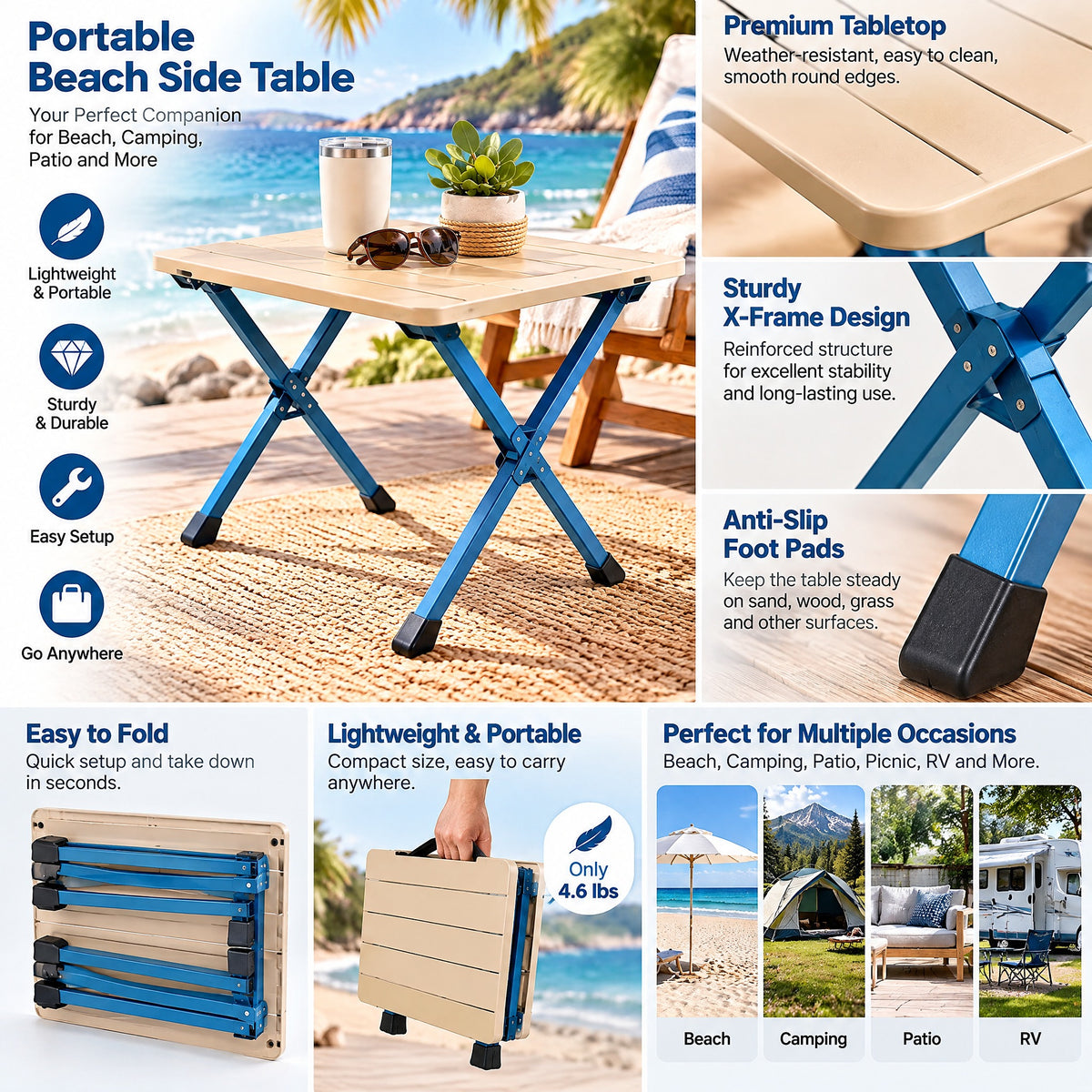 Lorvixoai Portable Beach Side Table, view 5