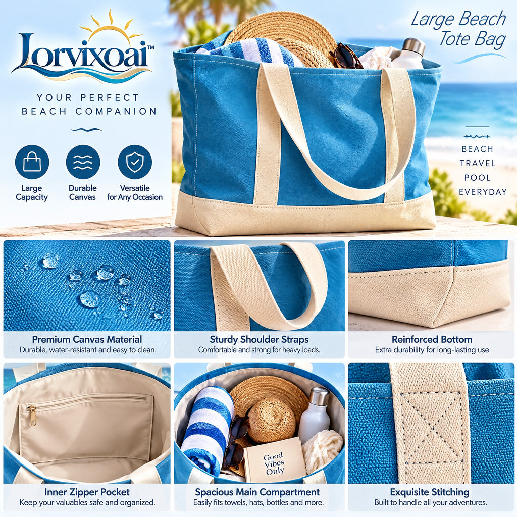 Lorvixoai Large Beach Tote Bag, view 4