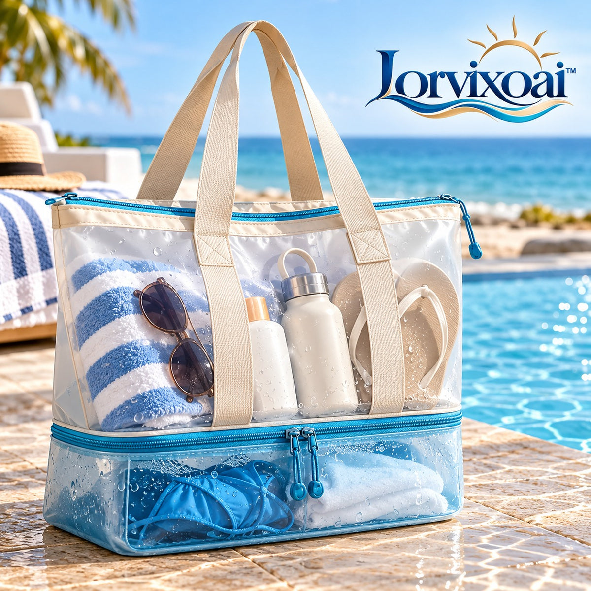 Lorvixoai Waterproof Wet-Dry Beach Bag, view 1