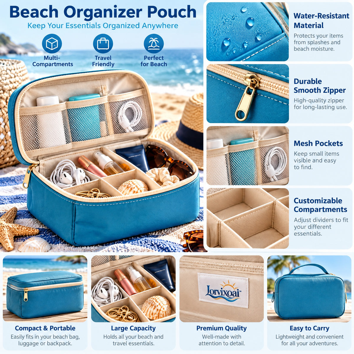 Lorvixoai Beach Organizer Pouch, view 4