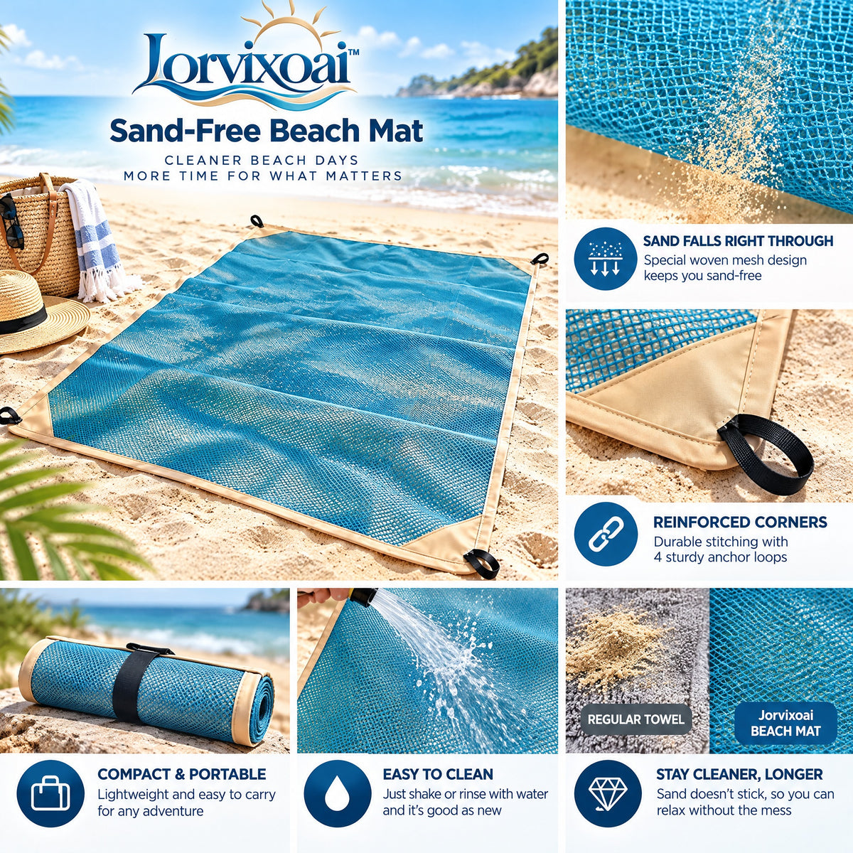 Lorvixoai Sand-Free Beach Mat, view 2
