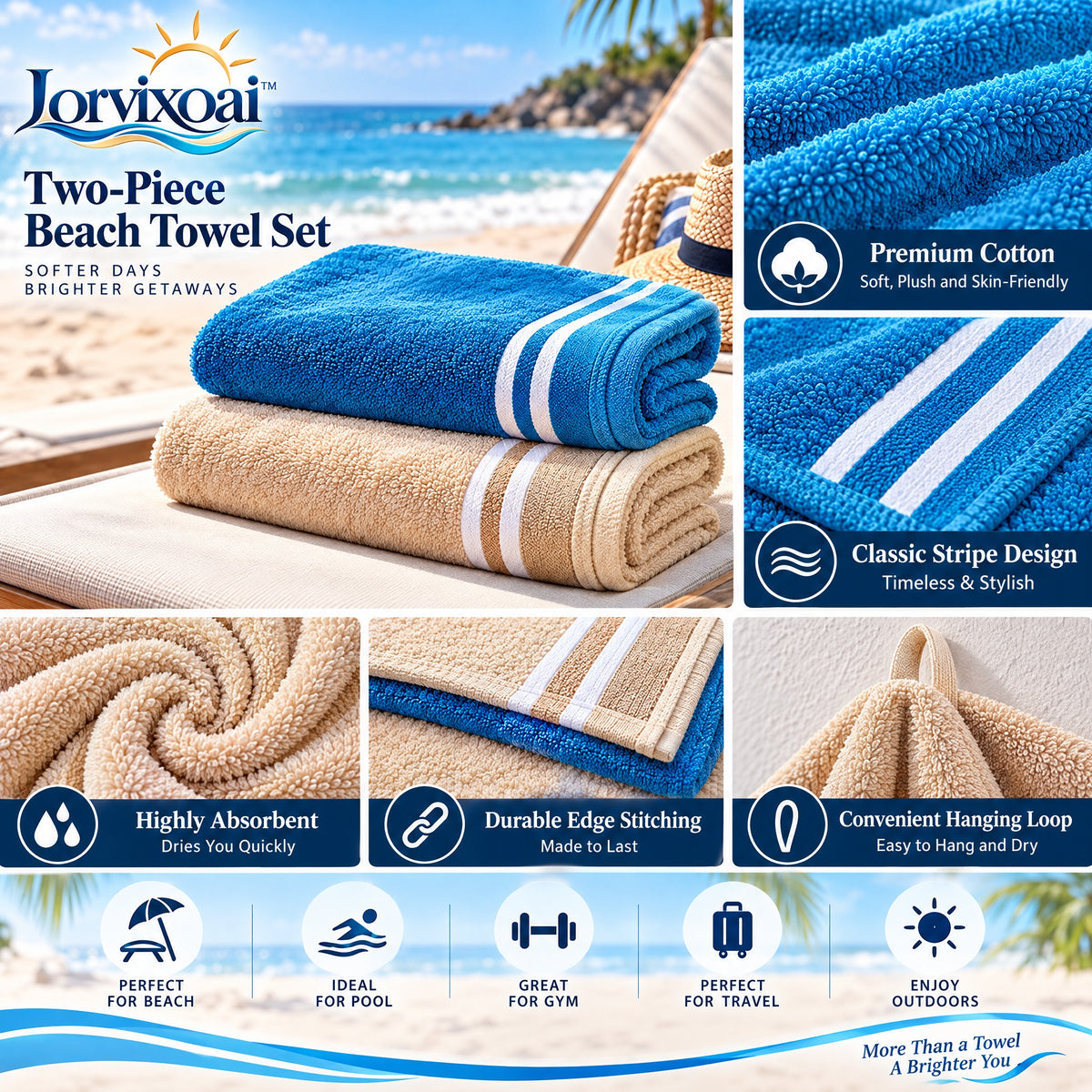 Lorvixoai Two-Piece Beach Towel Set, view 5