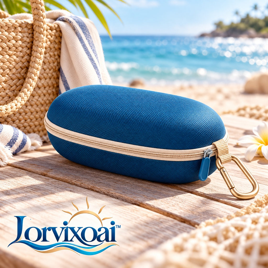 Lorvixoai Hard-Shell Sunglasses Case with Beach Clip, view 1