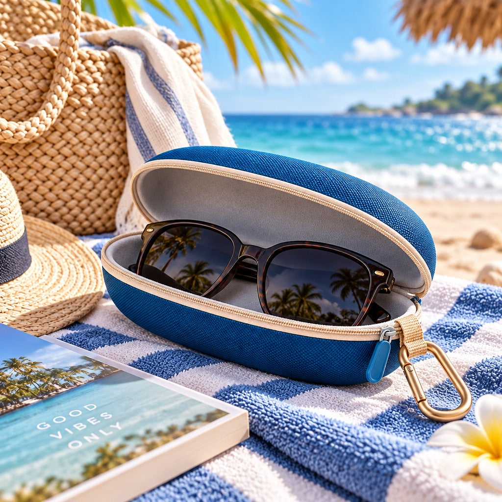 Lorvixoai Hard-Shell Sunglasses Case with Beach Clip, view 5